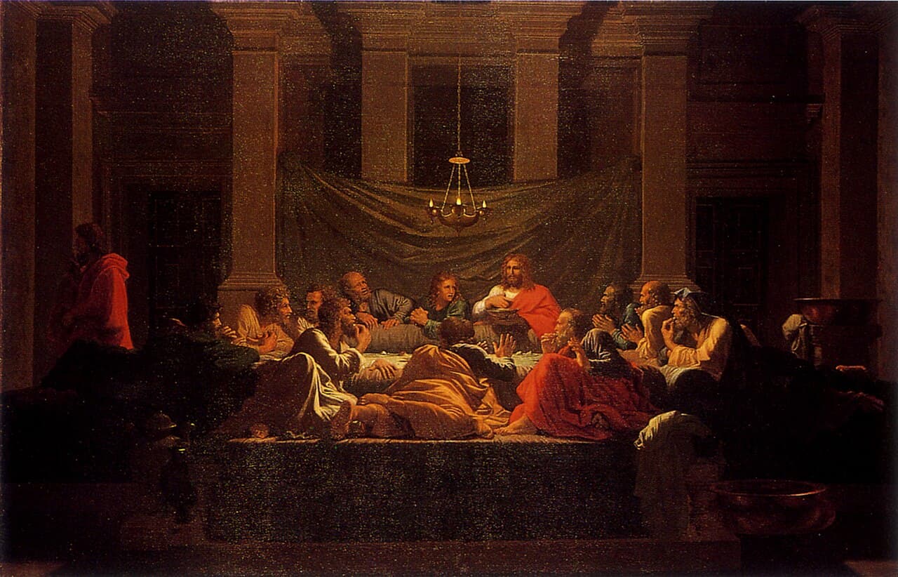 Chrystus przekazuje apostołom Eucharystię, obraz Nicolasa Poussina, 1647