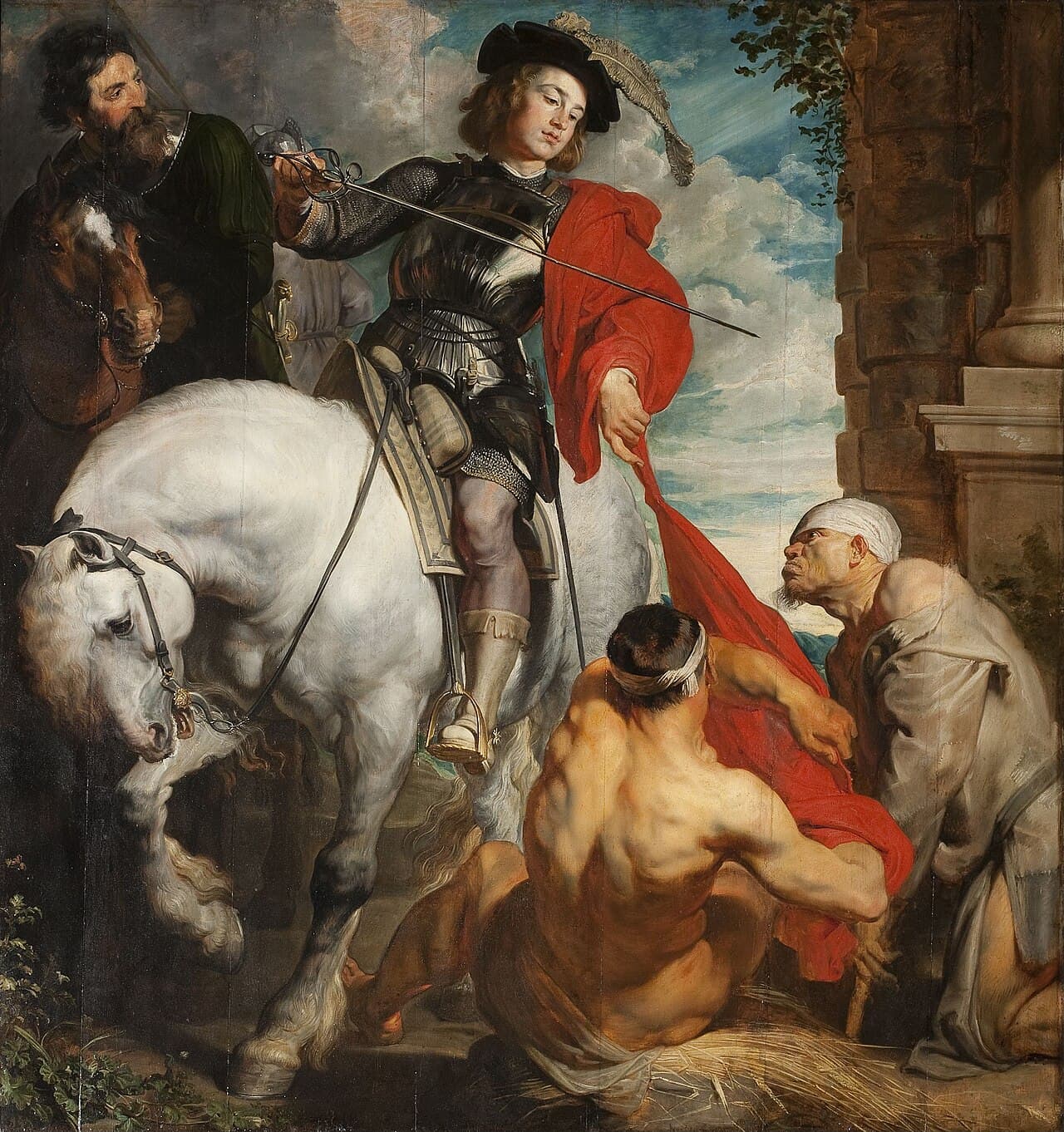 Święty Marcin na koniu dzieli płaszcz z żebrakiem, obraz Anthonisa van Dycka
