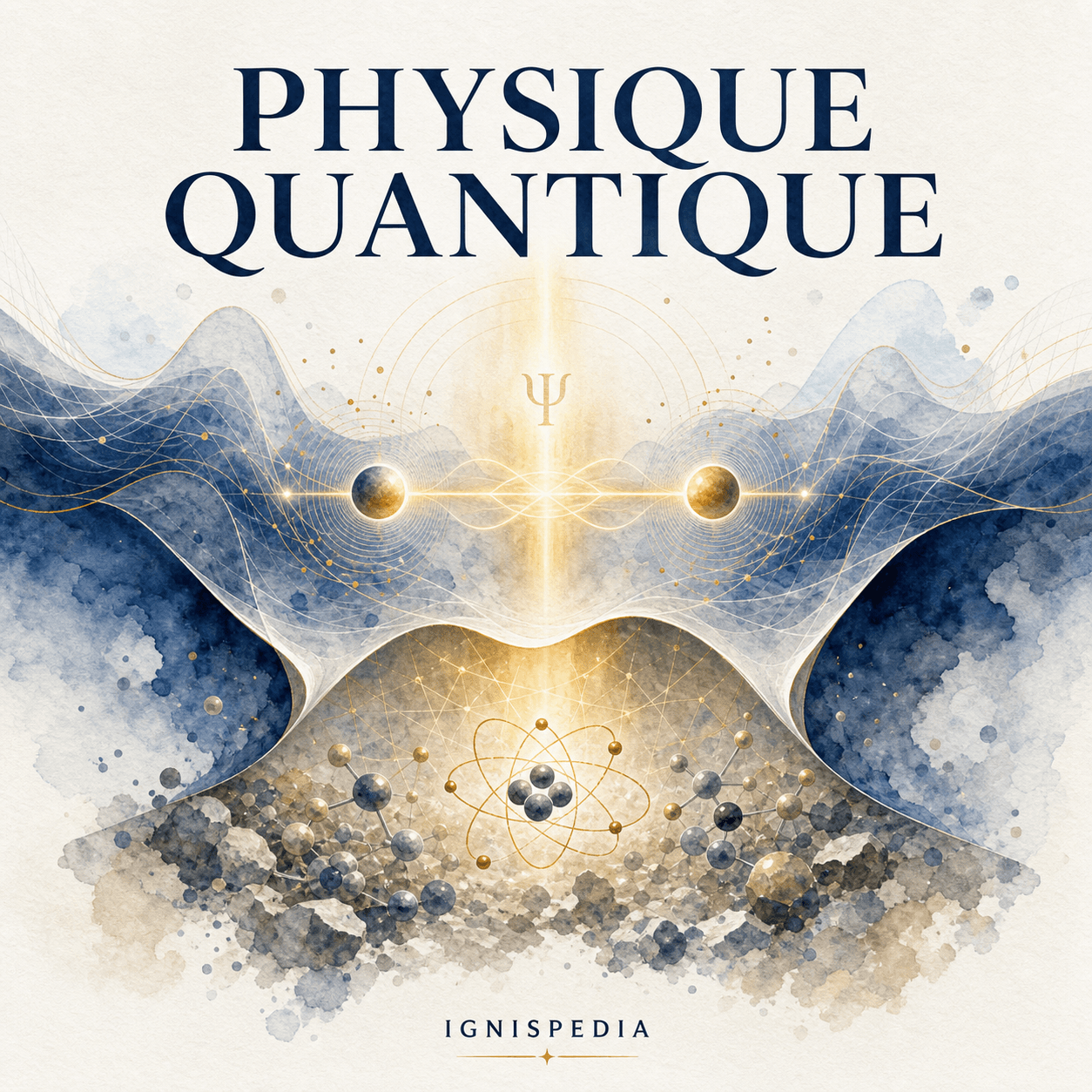 Infographie aquarelle : la physique quantique soulève un voile mathématique sur la matière.
