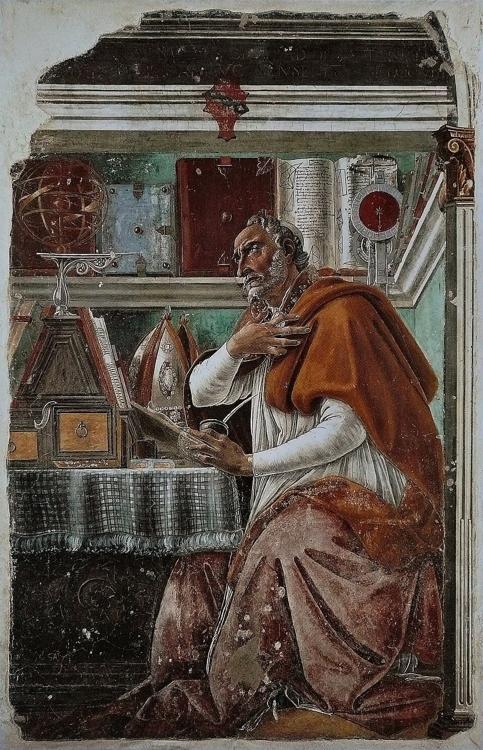 Saint Augustin dans son cabinet de travail, fresque de Sandro Botticelli
