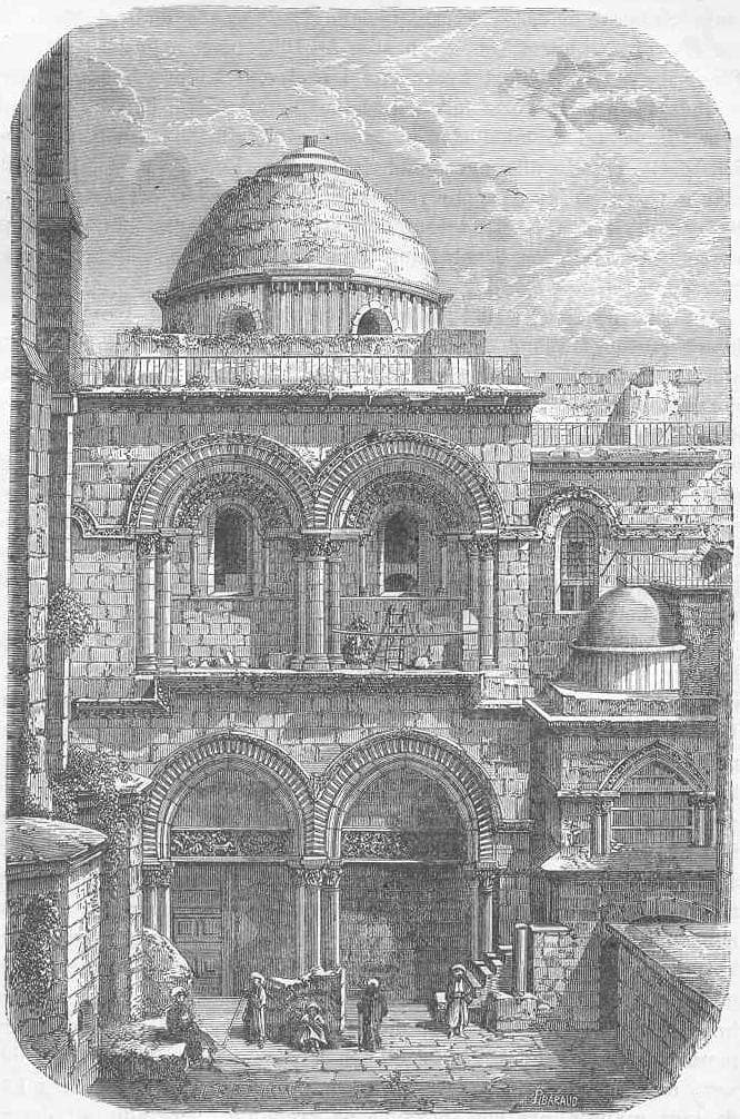 Fachada meridional da basílica do Santo Sepulcro em Jerusalém