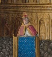 Urbano II pregando a cruzada no concílio de Clermont, iluminura medieval