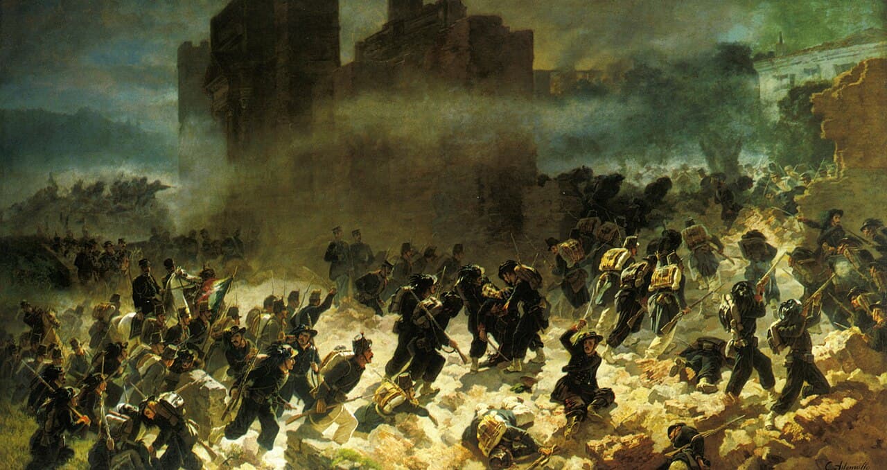 Wyłom przy Porta Pia, obraz Carla Ademolla (ok. 1880)