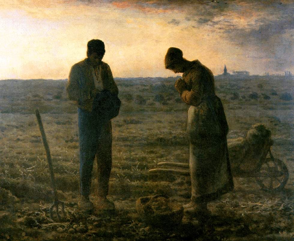 Deux paysans prient dans un champ, L’Angélus de Jean-François Millet