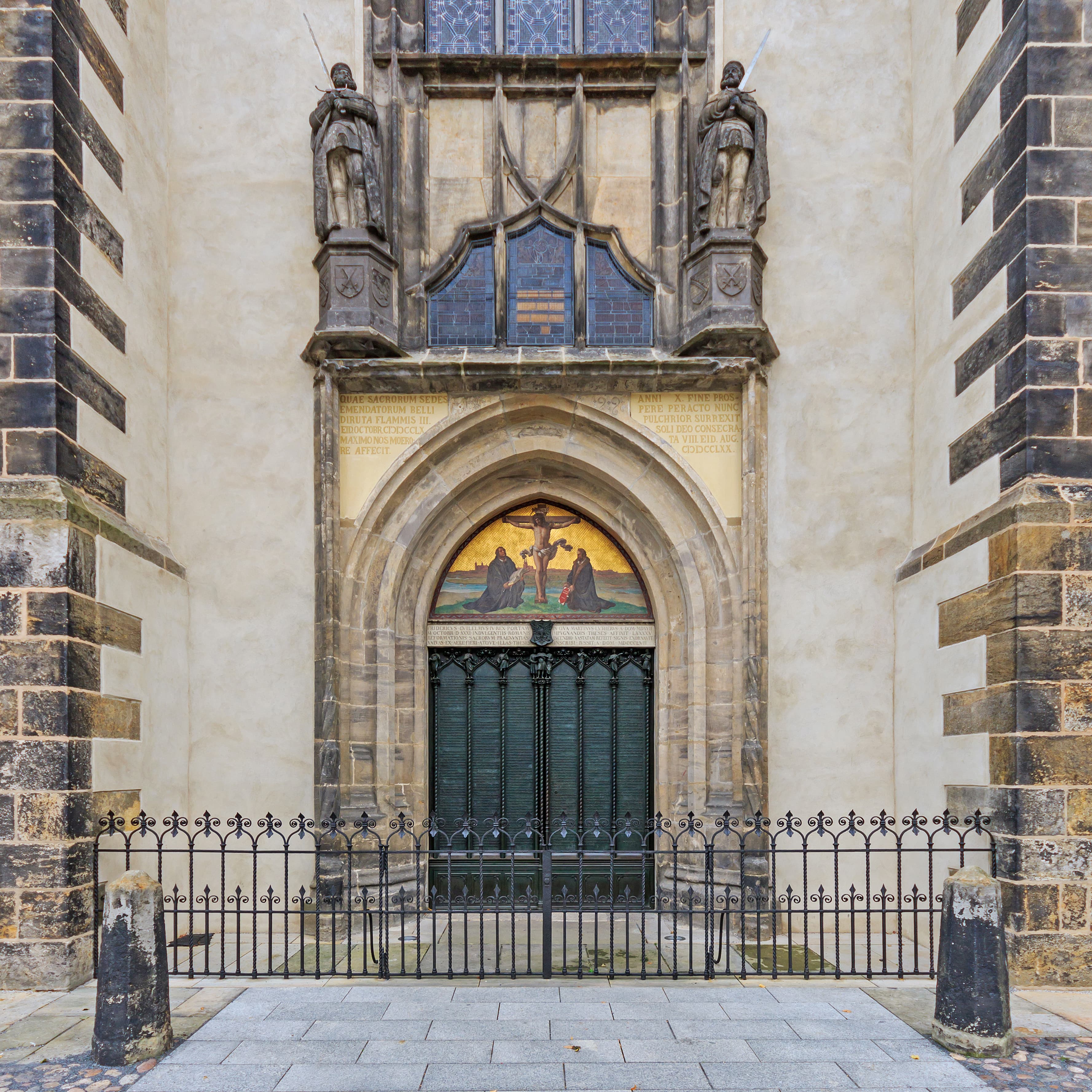 Castle church of Wittenberg, façade and tower, presumed site of the posting of the 95 Theses in 1517