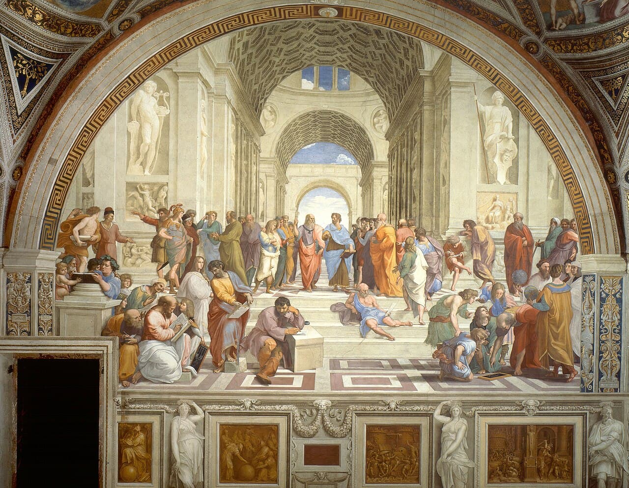 Афинская школа, фреска Рафаэля, Станца делла Сеньятура в Ватикане (1509–1511)