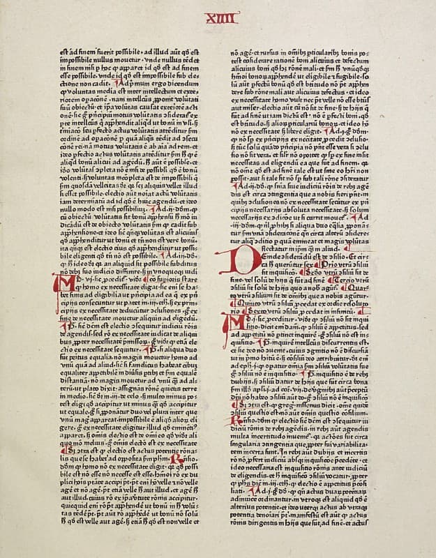 Pagina del titolo della Summa Theologiae stampata da Peter Schöffer a Magonza nel 1471, una delle prime edizioni a stampa in Occidente