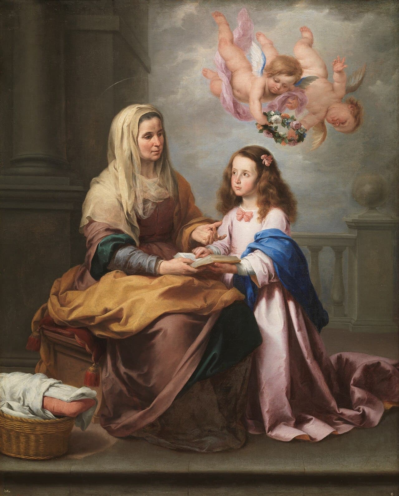 Santana ensinando a ler à Virgem Maria menina, quadro de Bartolomé Esteban Murillo