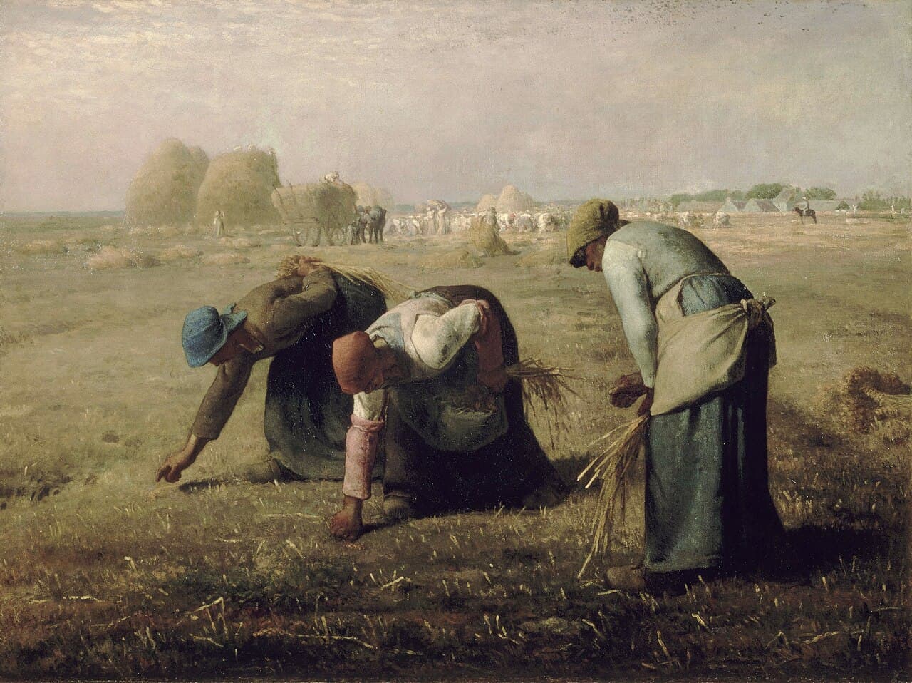 Drei Ährenleserinnen auf einem abgeernteten Feld, Gemälde von Jean-François Millet aus dem Jahr 1857