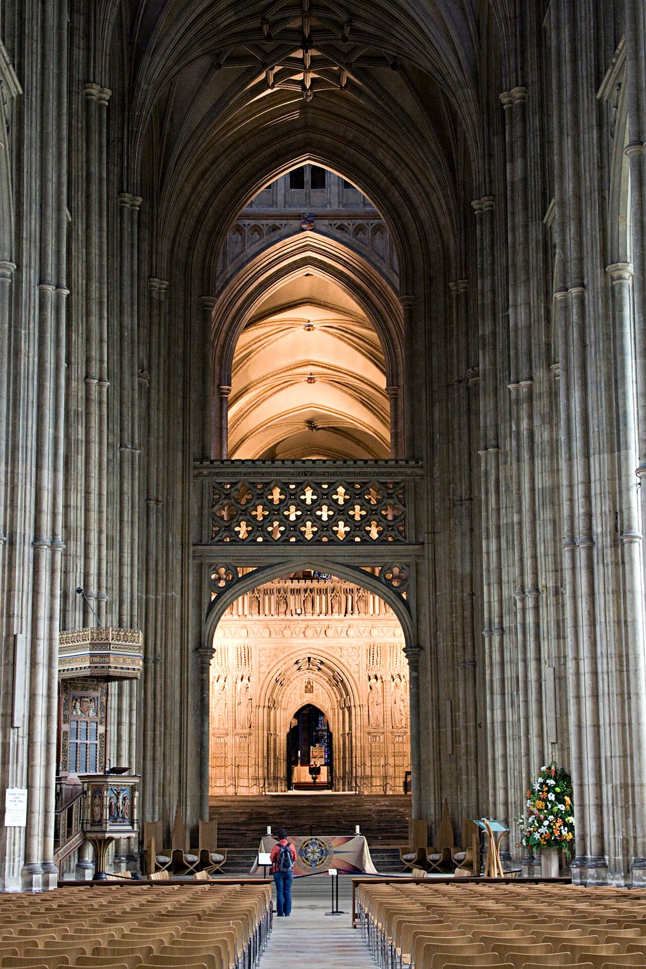Nave of Canterbury Cathedral, the historic seat associated with Anglicanism