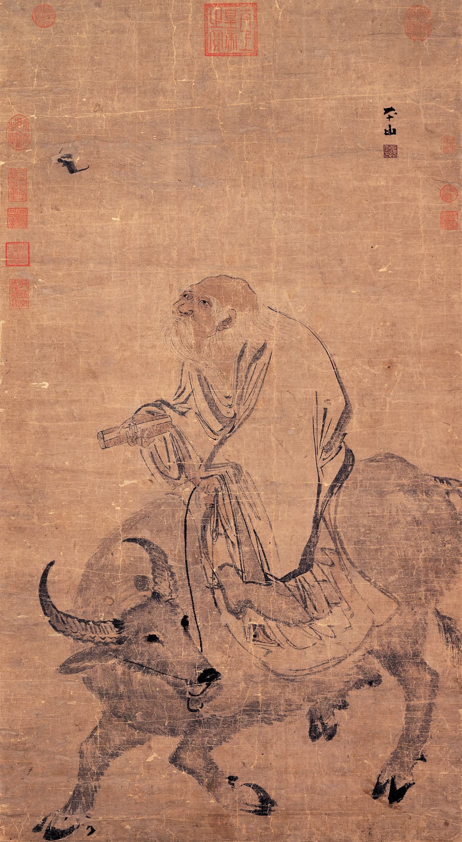 Laozi jadący na bawle, malowidło przypisywane Zhang Lu