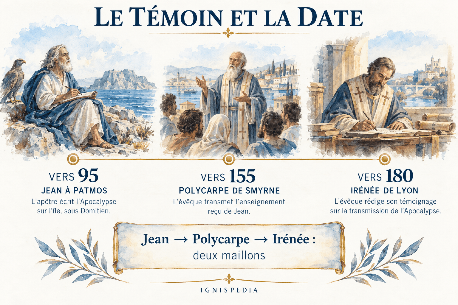 Transmission du témoignage entre Jean à Patmos, Polycarpe de Smyrne et Irénée de Lyon