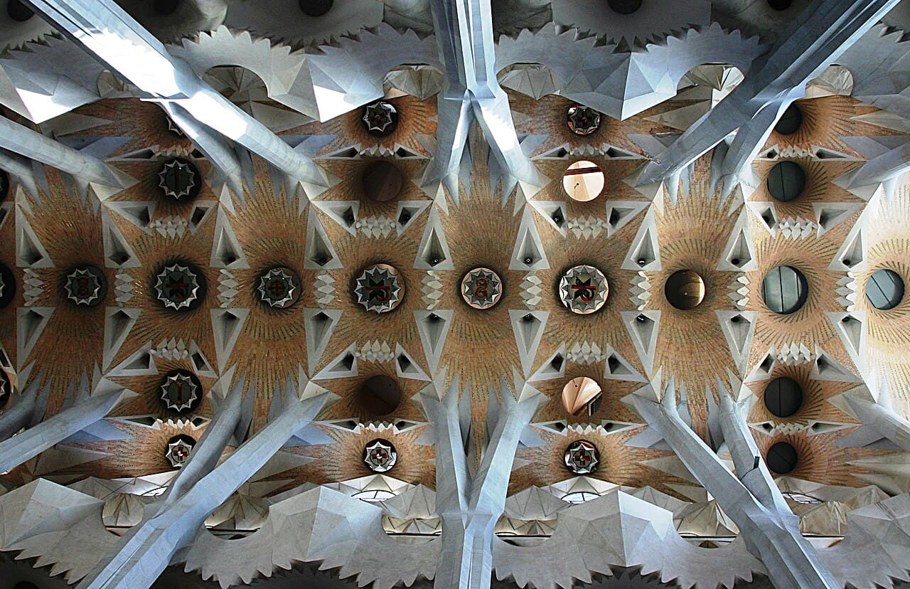Vaults of the nave of the Sagrada Família in Barcelona