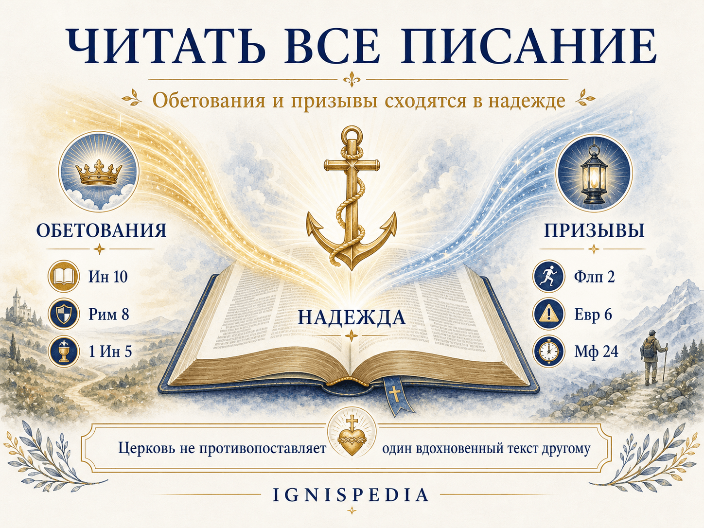 Инфографика, призывающая читать все Писание: обетования и призывы сходятся в надежде