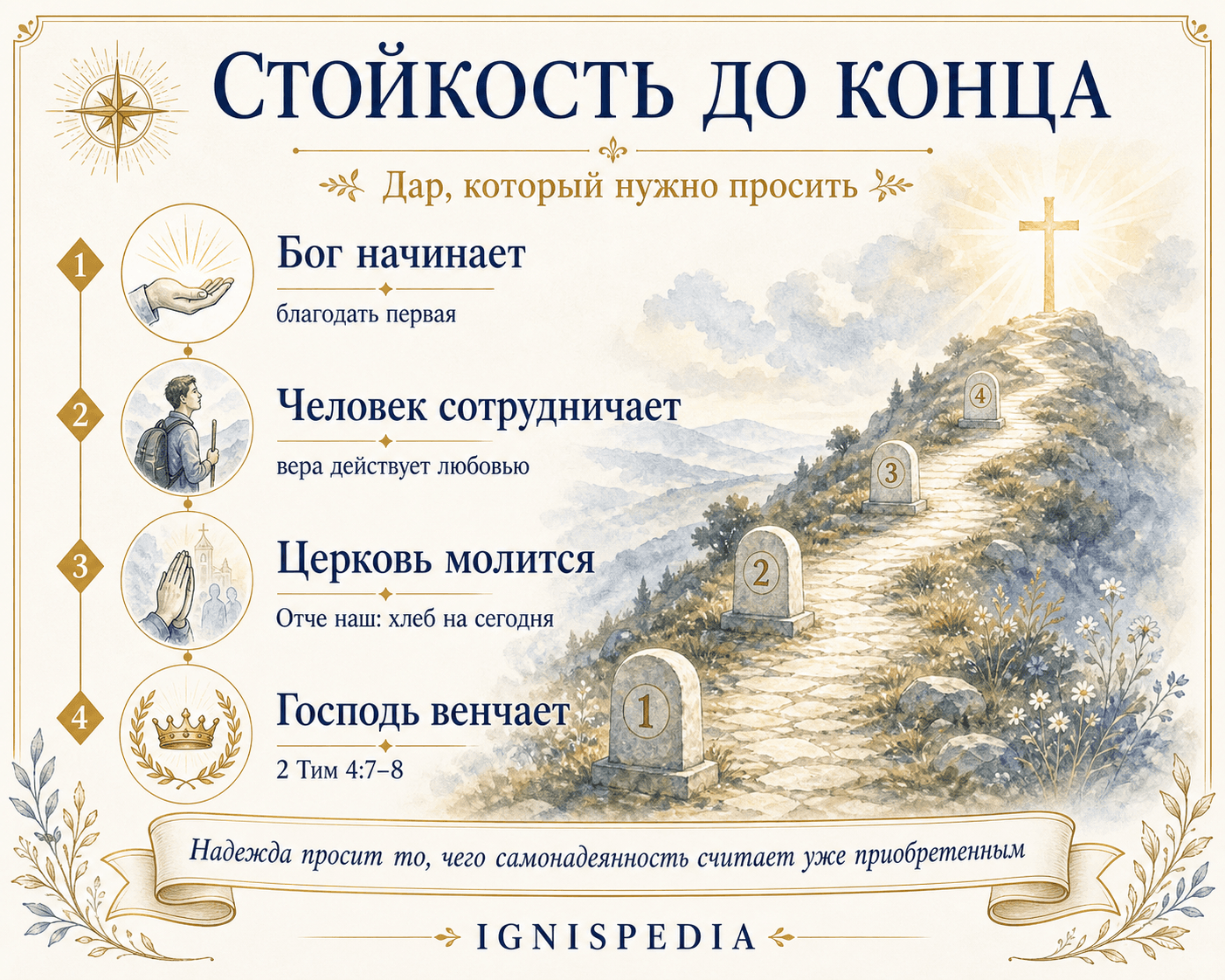Инфографика, представляющая стойкость до конца как путь надежды