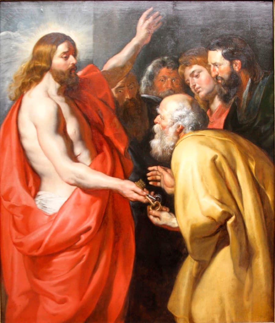 Saint Peter receiving the keys in a painting by Rubens