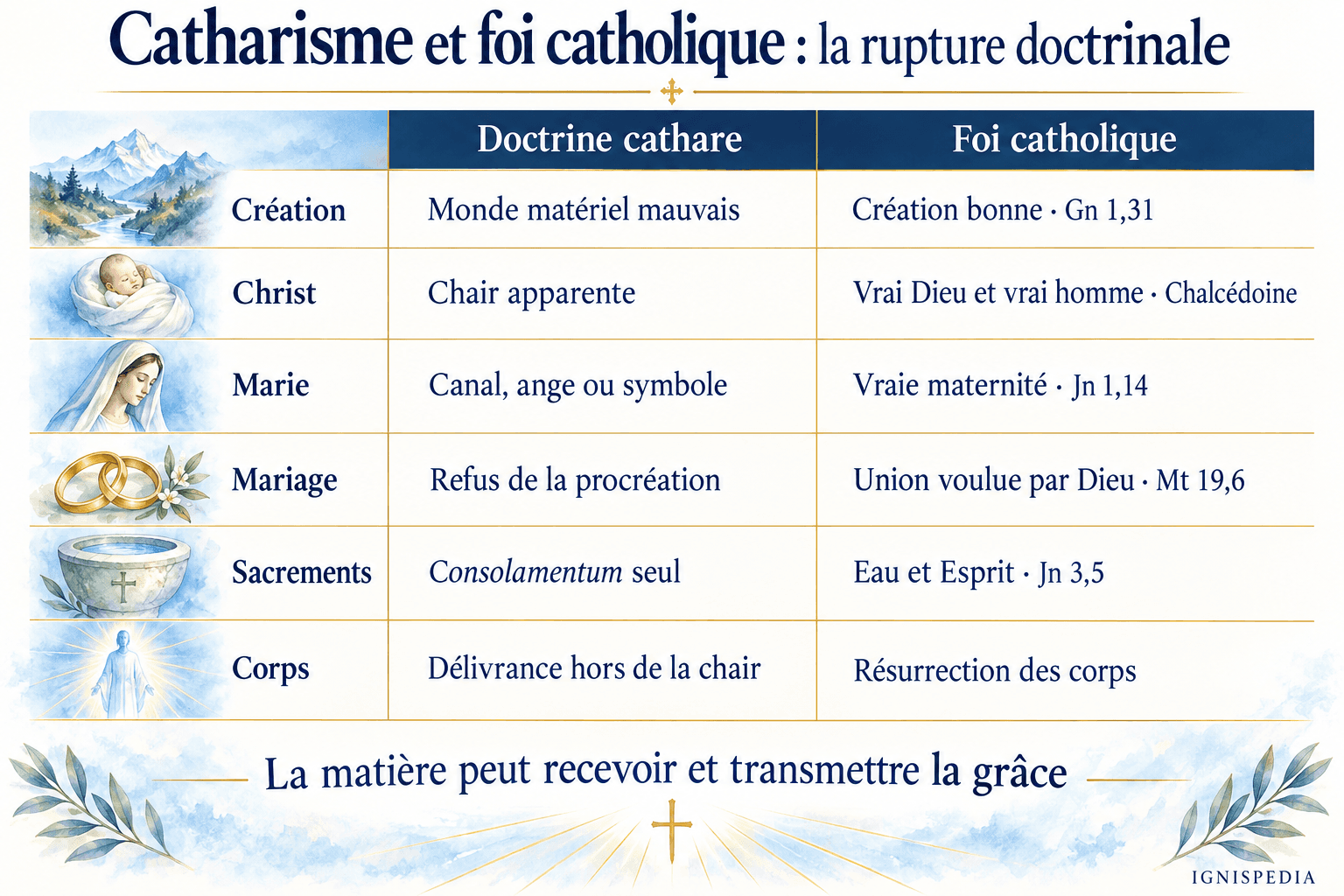 Comparison of six points of Cathar doctrine with the Catholic faith