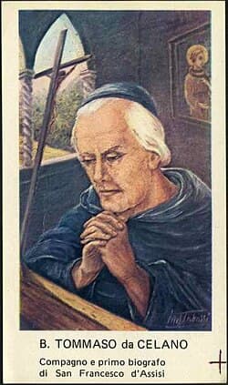 Depiction of Thomas of Celano at prayer