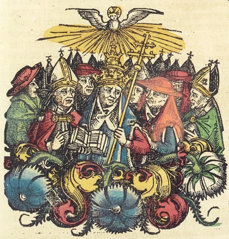 El concilio de Constanza, ilustración de las Crónicas de Núremberg (1493)