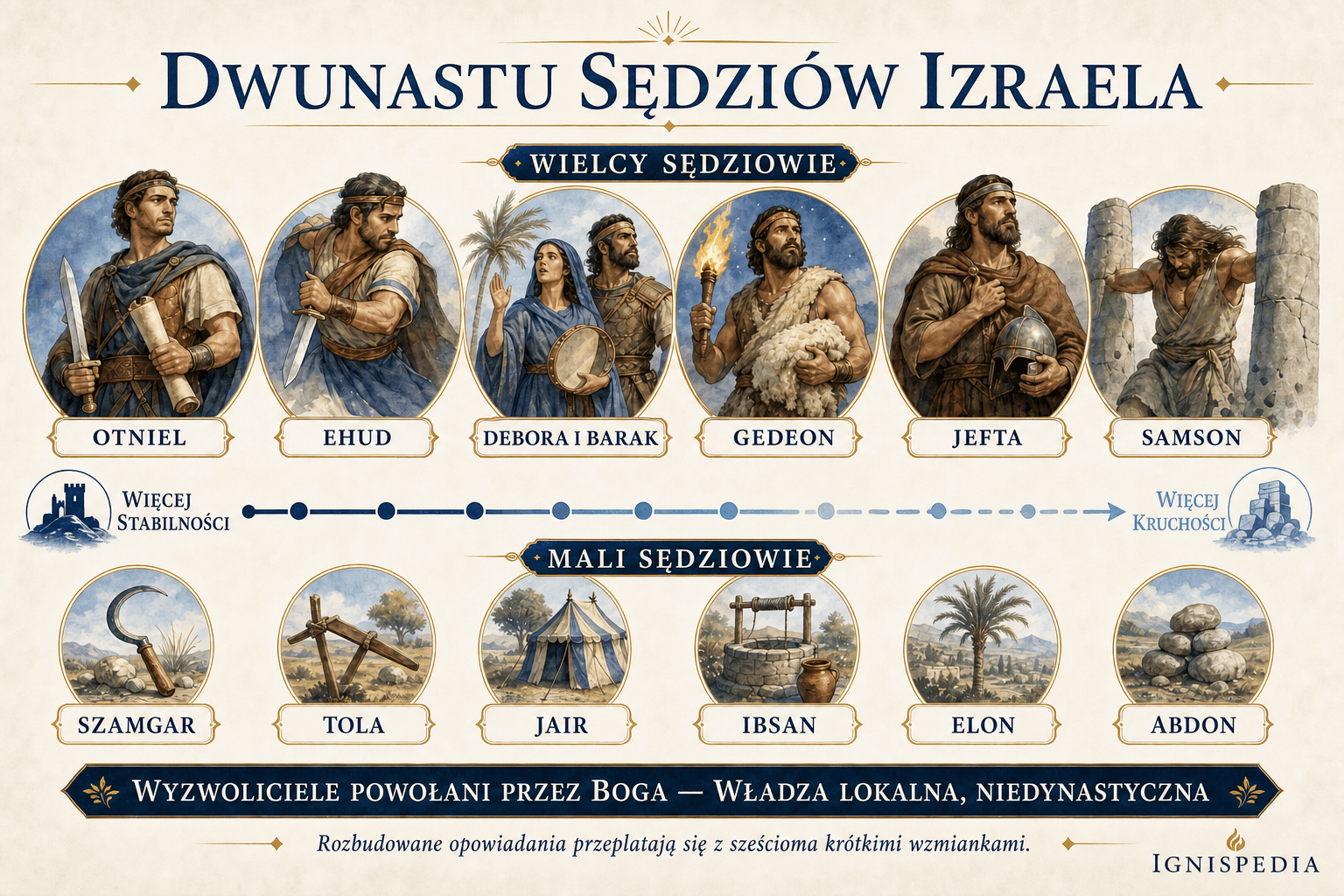 Panorama sześciu głównych i sześciu pozostałych sędziów Izraela