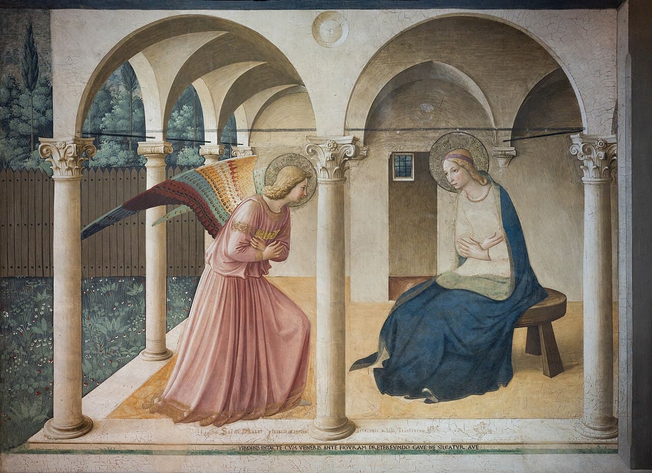 A Anunciação, fresco de Fra Angelico em São Marcos de Florença