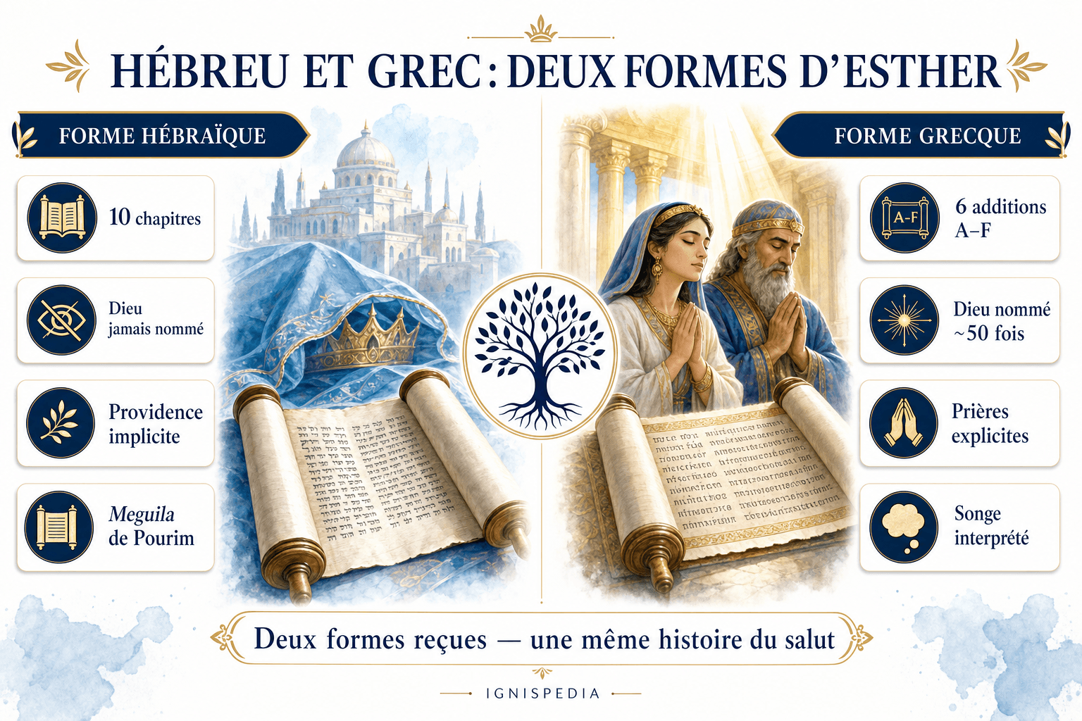 Comparaison de la forme hébraïque et de la forme grecque du livre d'Esther