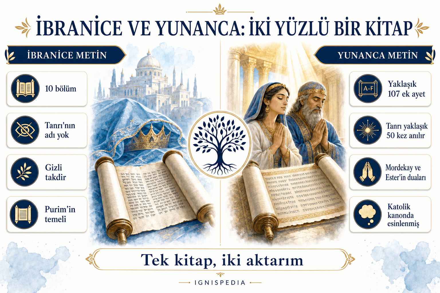 Ester kitabının İbranice ve Yunanca biçimlerinin karşılaştırılması