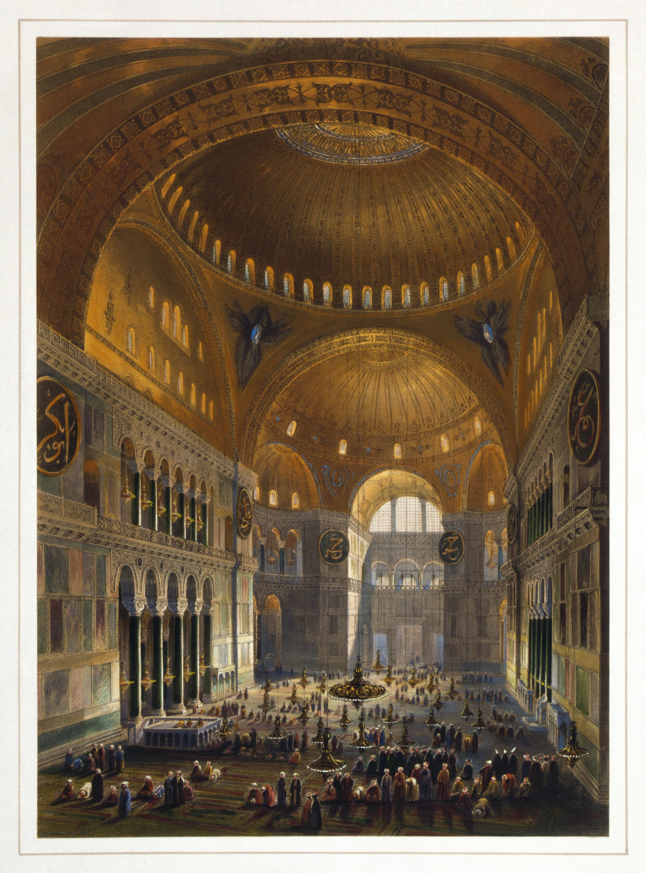 The nave of Hagia Sophia, 19th-century lithograph
