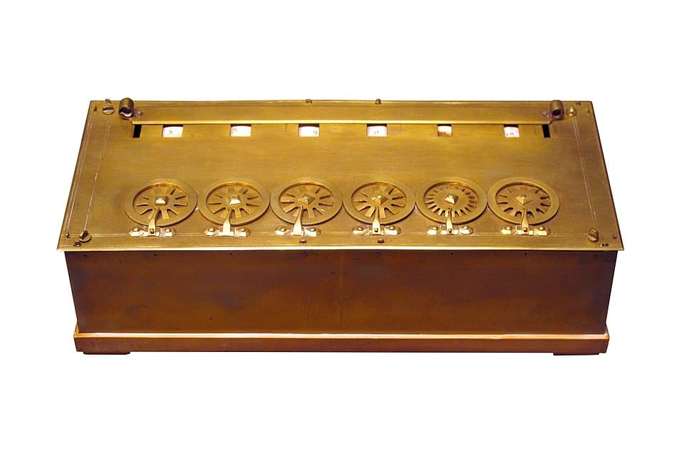 Pascaline, the calculating machine invented by Blaise Pascal in 1642