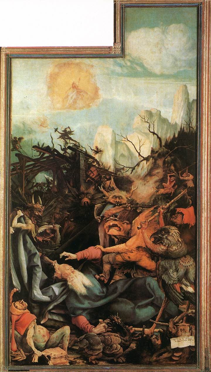 The panel of the Temptation of Saint Anthony painted by Grünewald