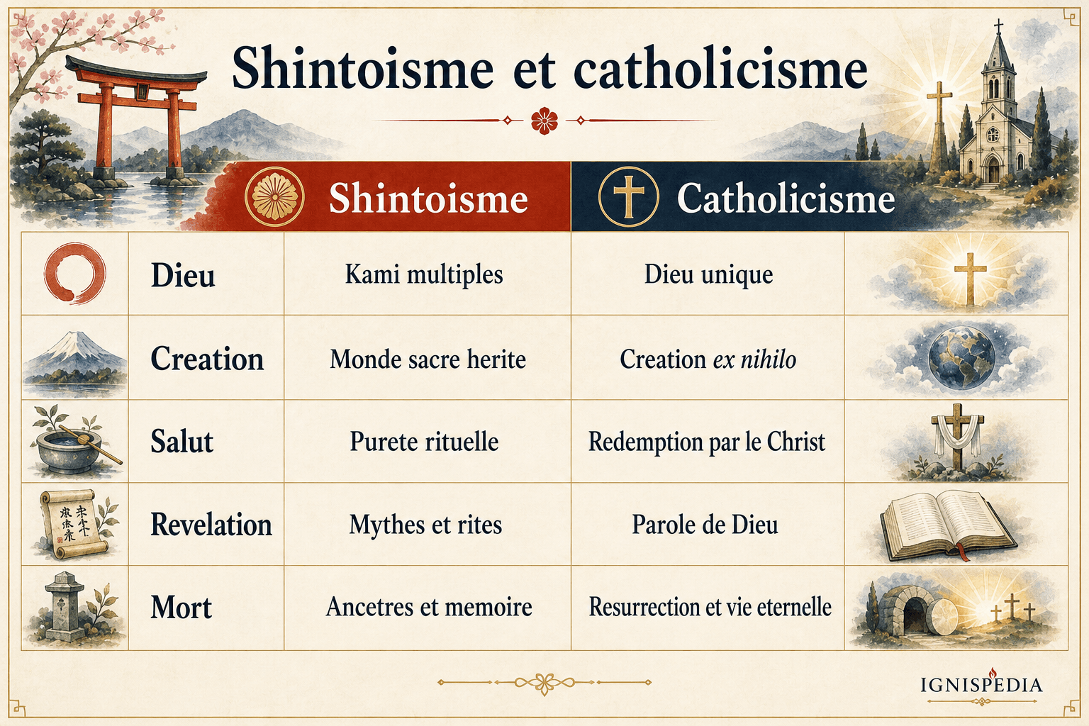 Comparatif doctrinal entre shintoïsme et catholicisme