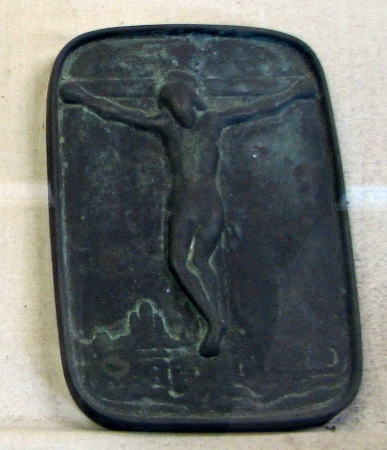 Fumi-e depicting the crucified Christ, used to force Japanese Christians to apostatise