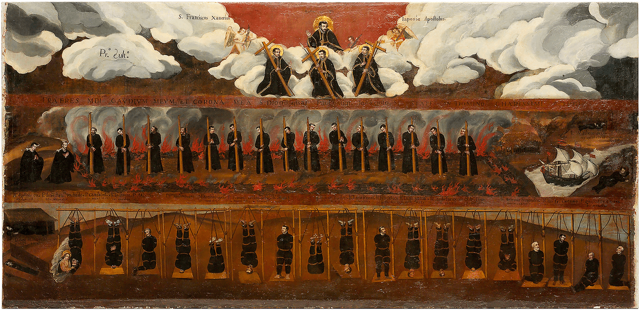 Old depiction of the martyrdom of Saint Paul Miki and his companions at Nagasaki