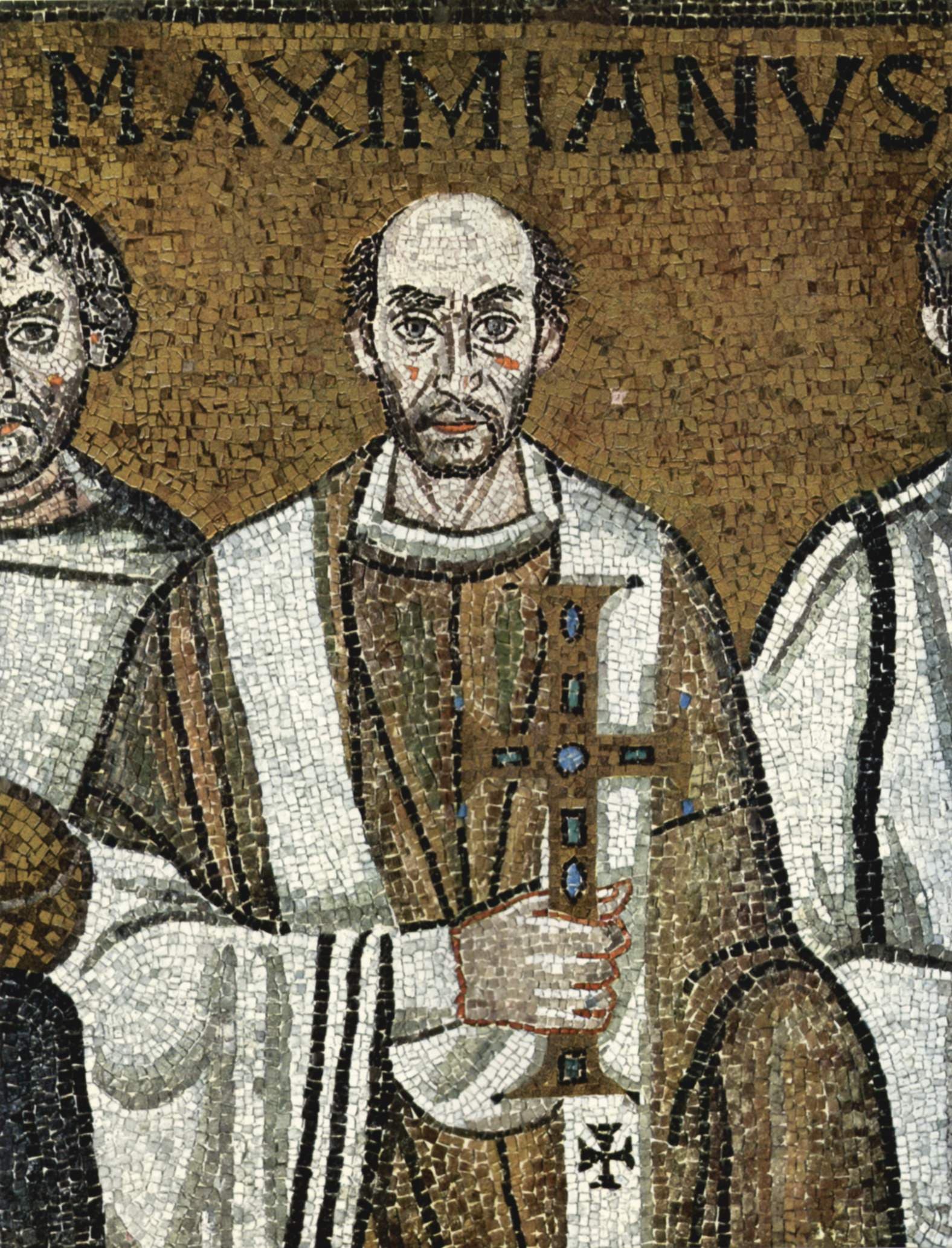 Massimiano con gli ornamenti episcopali nel mosaico di San Vitale a Ravenna