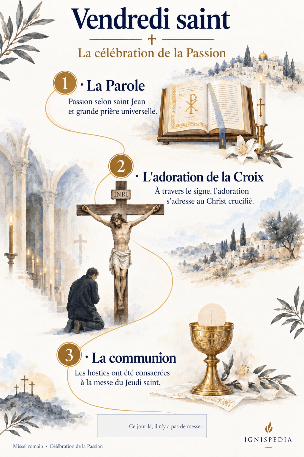 Les trois temps de la célébration de la Passion : Parole, adoration de la Croix et communion