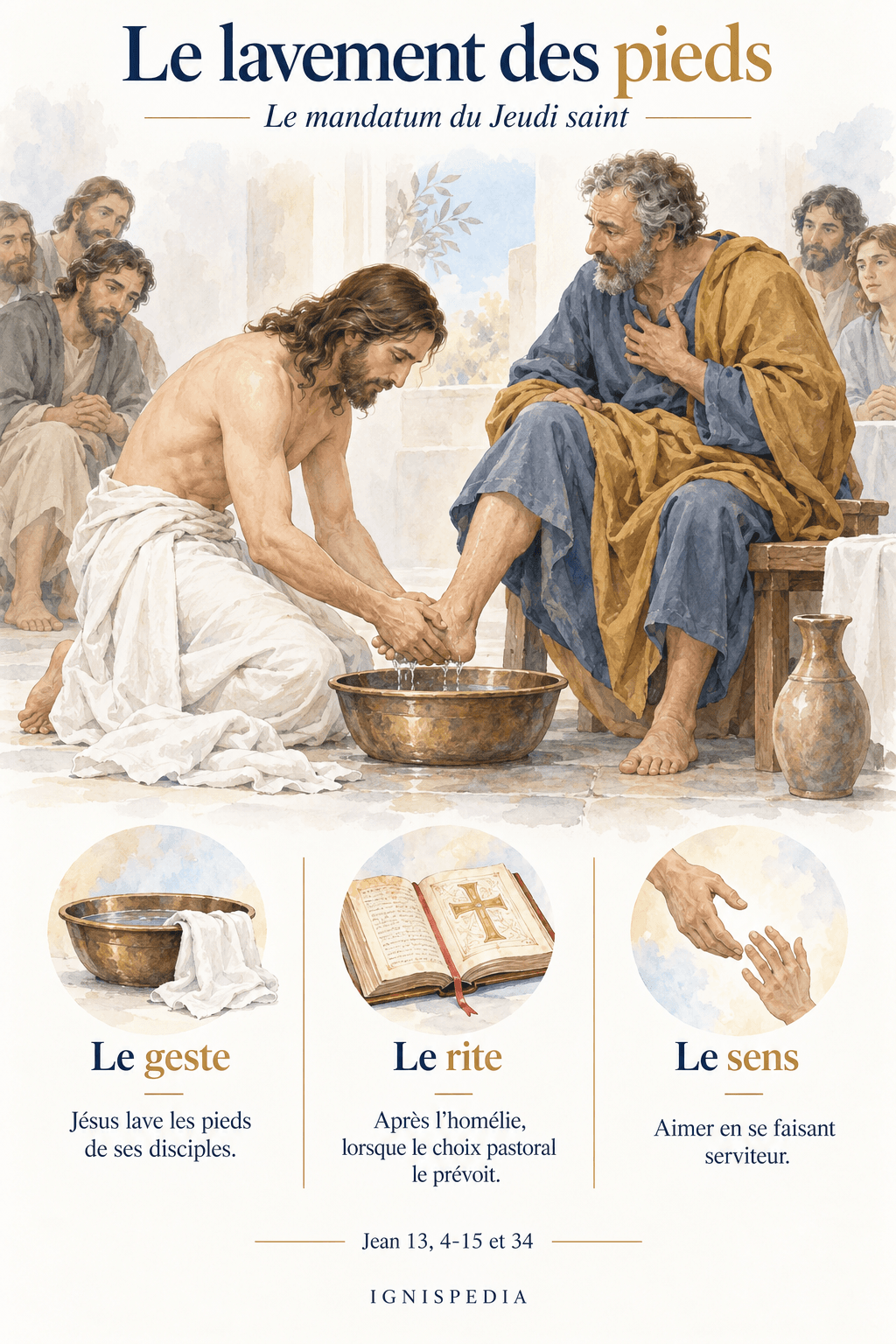 Le lavement des pieds : geste de Jésus, rite facultatif après l’homélie et appel au service