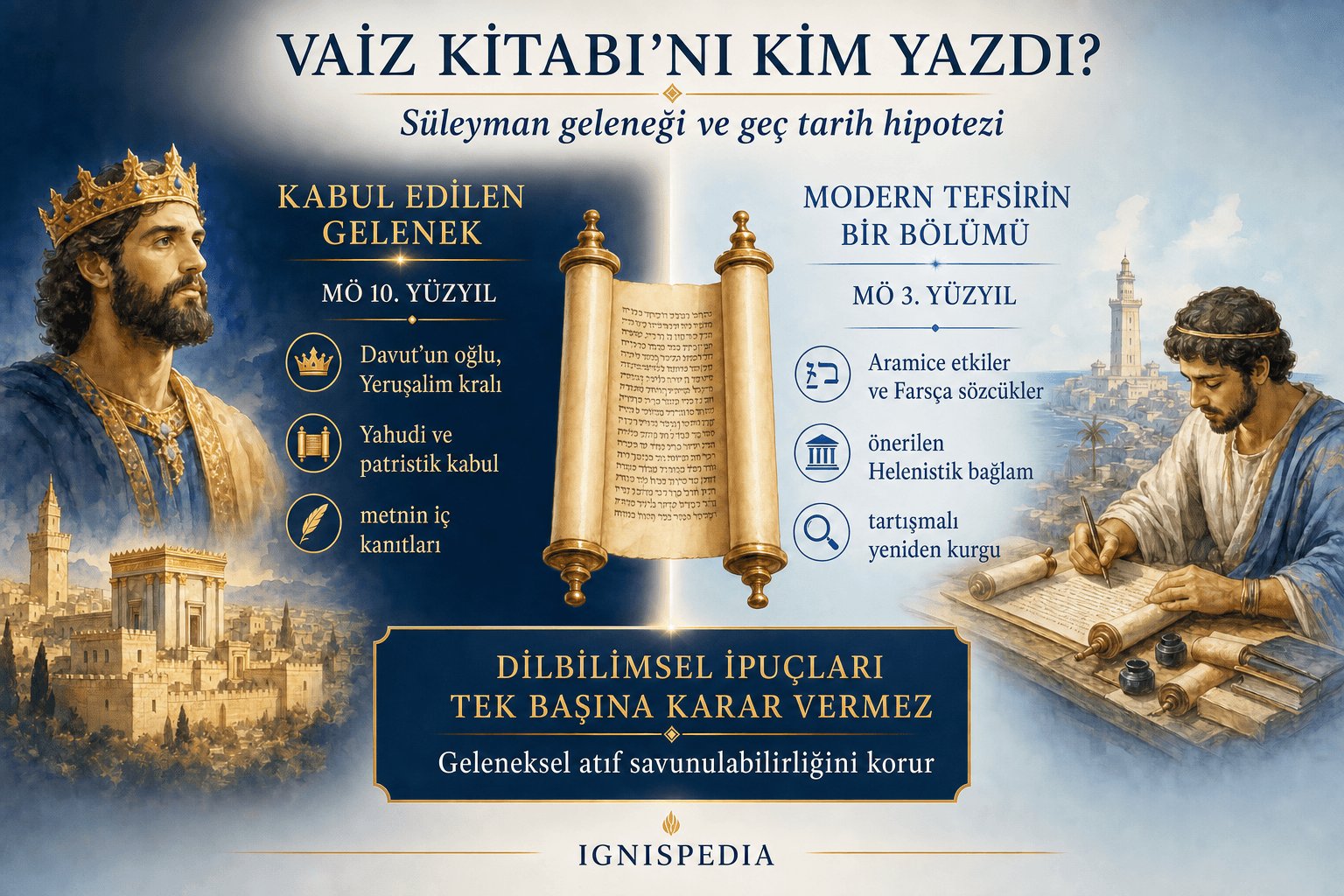 Süleyman geleneğini Vaiz Kitabı'nın MÖ üçüncü yüzyıla tarihlenmesiyle karşılaştıran infografik