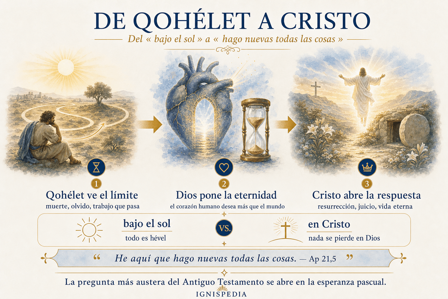 Infografía del paso de la pregunta de Qohélet a la esperanza de la resurrección en Cristo