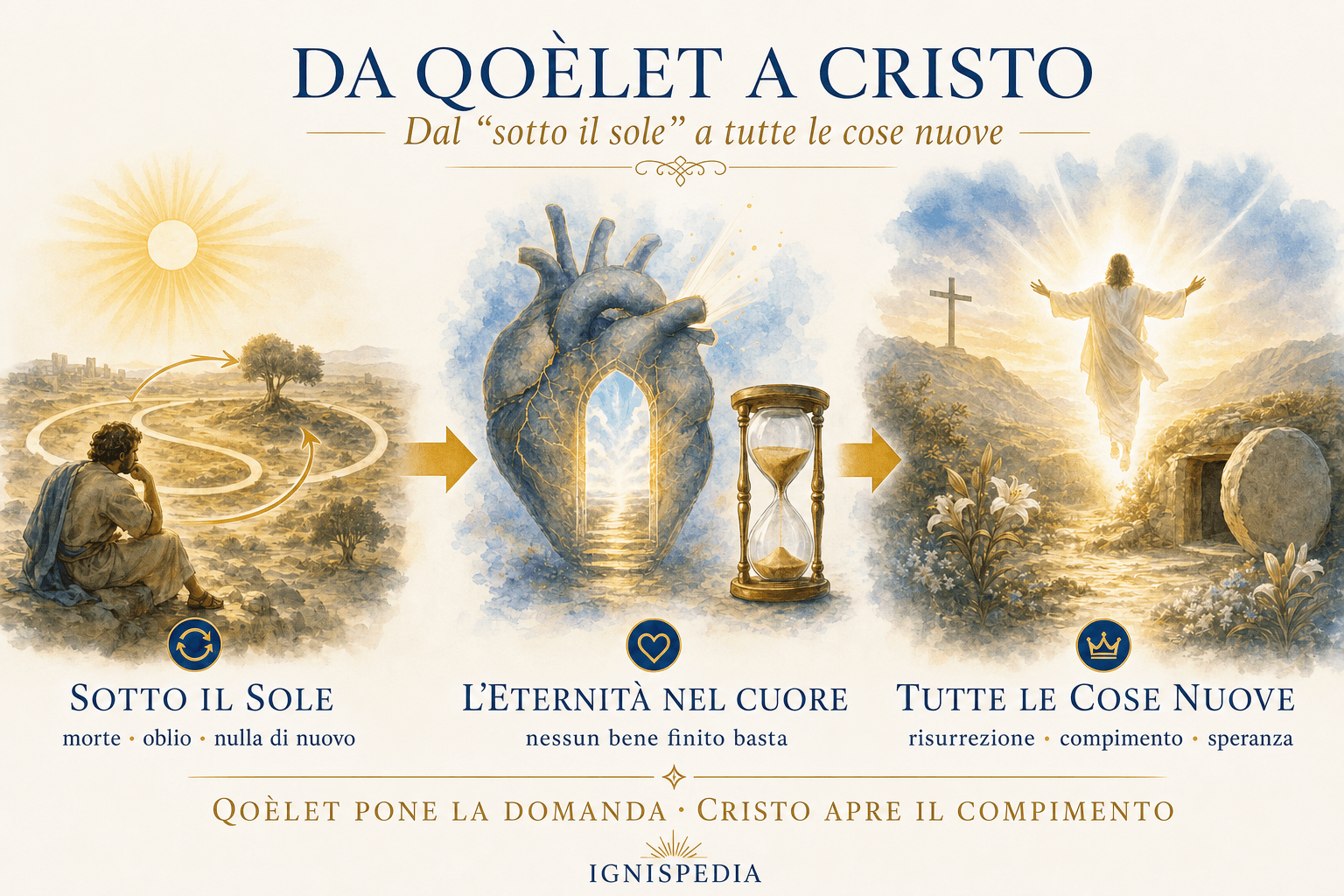 Infografica del passaggio dalla domanda di Qoèlet alla speranza della risurrezione in Cristo