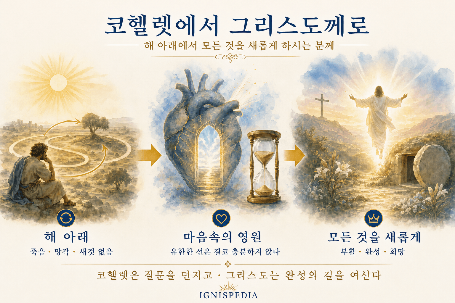 코헬렛의 질문부터 그리스도 안의 부활의 소망까지의 내용을 보여주는 인포그래픽
