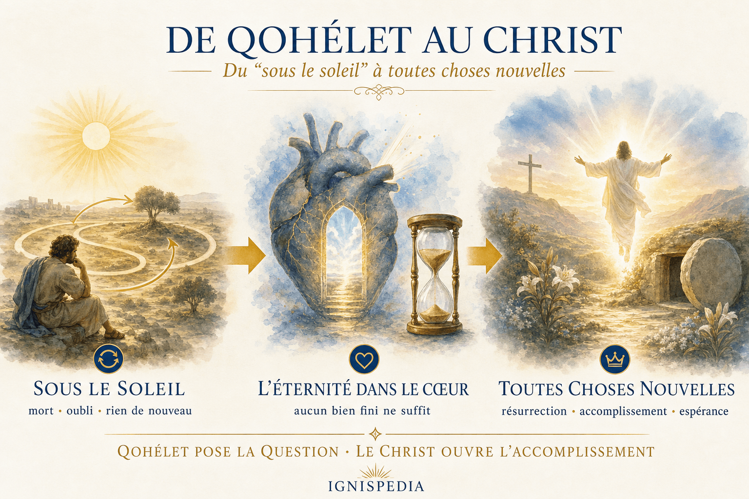 Infographie du passage de la question de Qohélet à l'espérance de la résurrection dans le Christ