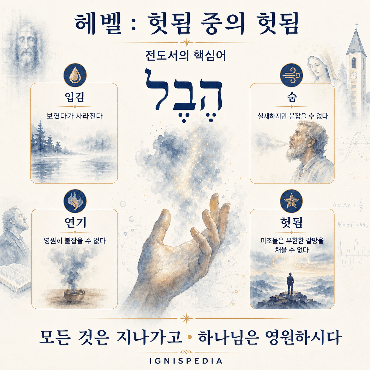 히브리어 헤벨의 뜻인 입김, 숨, 연기를 설명하는 인포그래픽