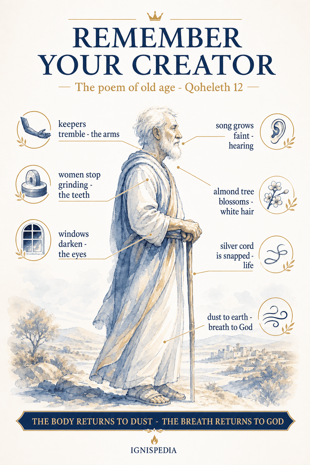 Infographic of the seven metaphors in the poem of old age in Ecclesiastes 12