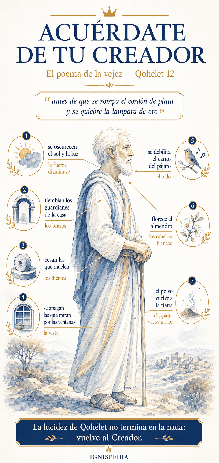 Infografía de las siete metáforas del poema de la vejez en Eclesiastés 12