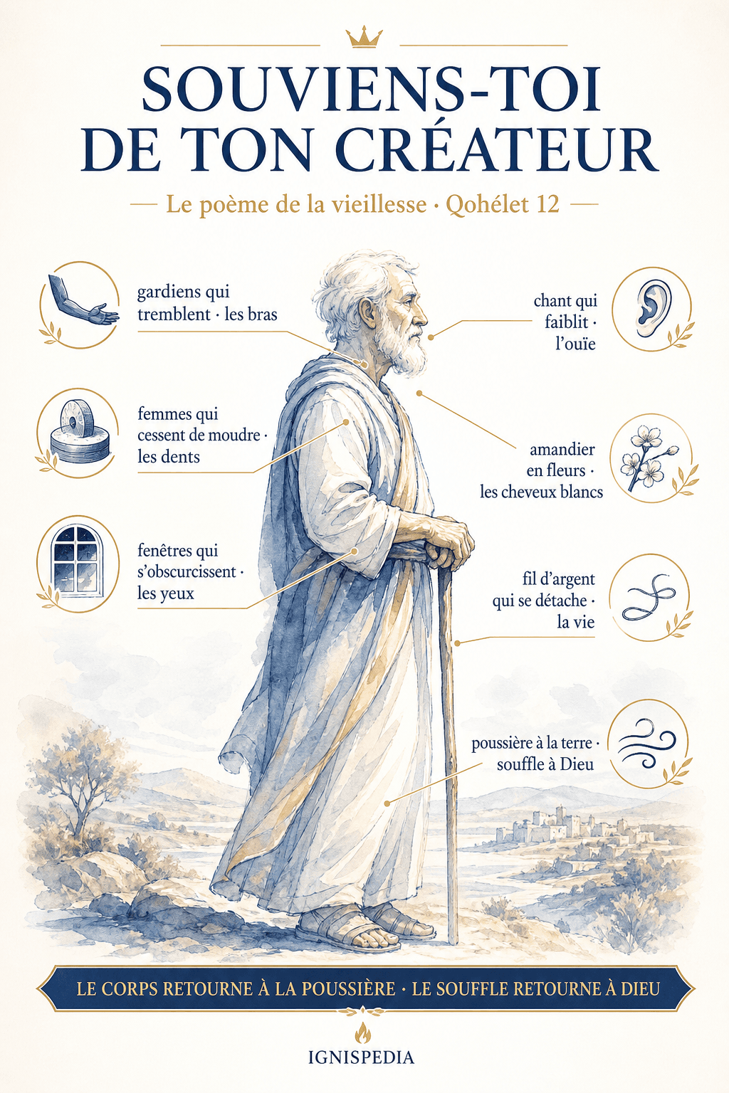 Infographie des sept métaphores du poème de la vieillesse en Ecclésiaste 12