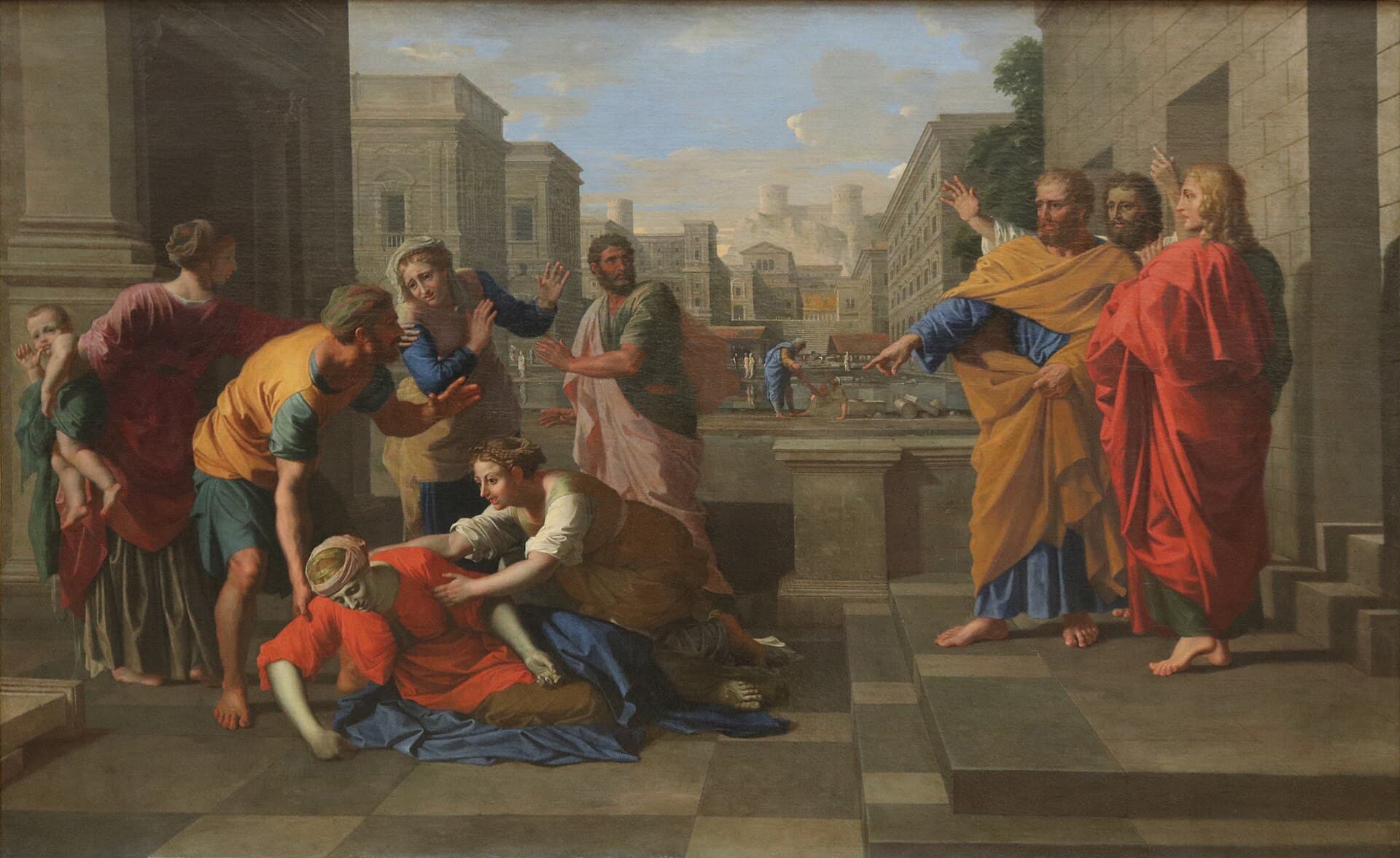 Nicolas Poussin'in tablosunda Safira karşısında Aziz Petrus
