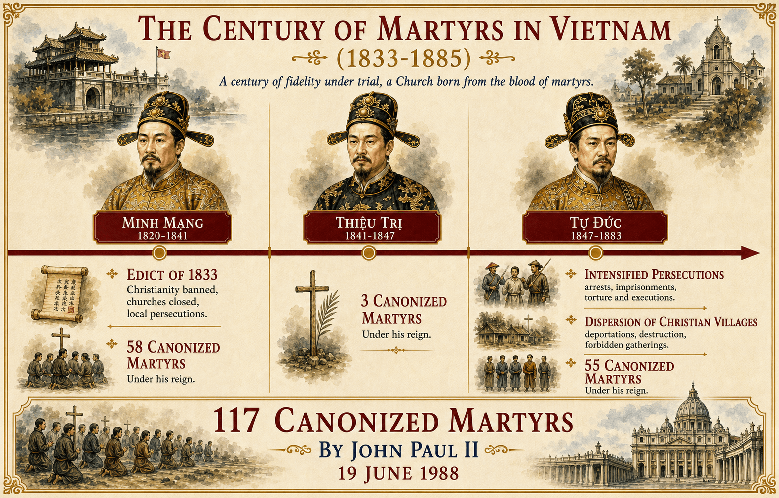 Timeline of persecutions by Minh Mạng, Thiệu Trị, and Tự Đức against Vietnamese Catholics