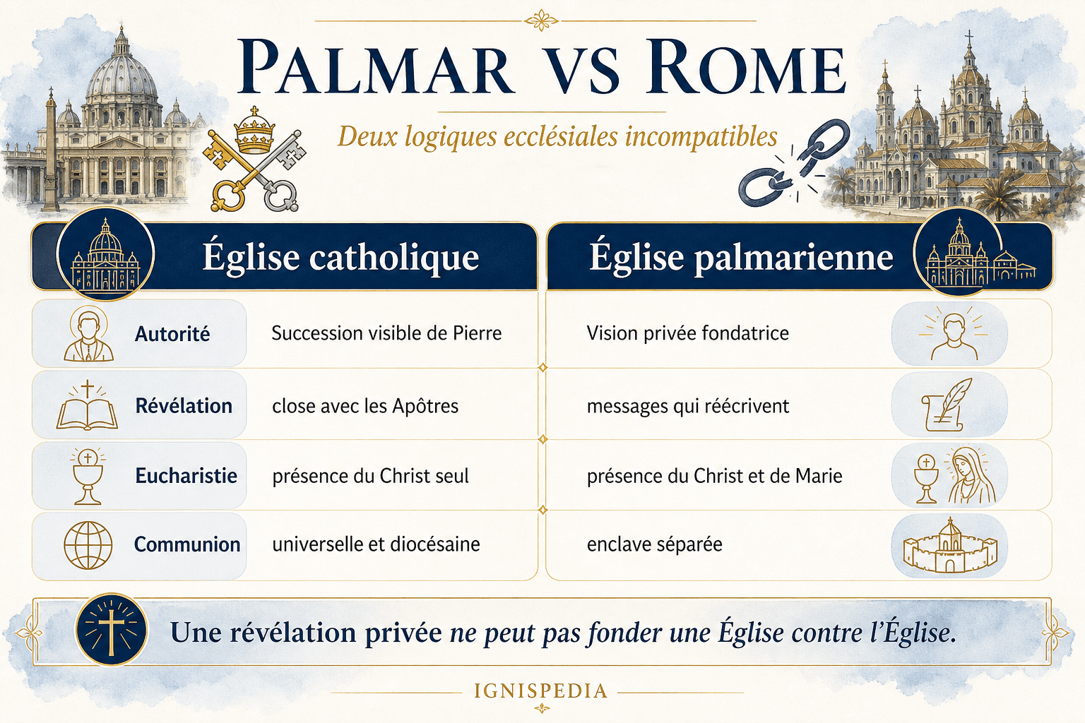 Comparaison doctrinale entre l'Église catholique et l'Église palmarienne