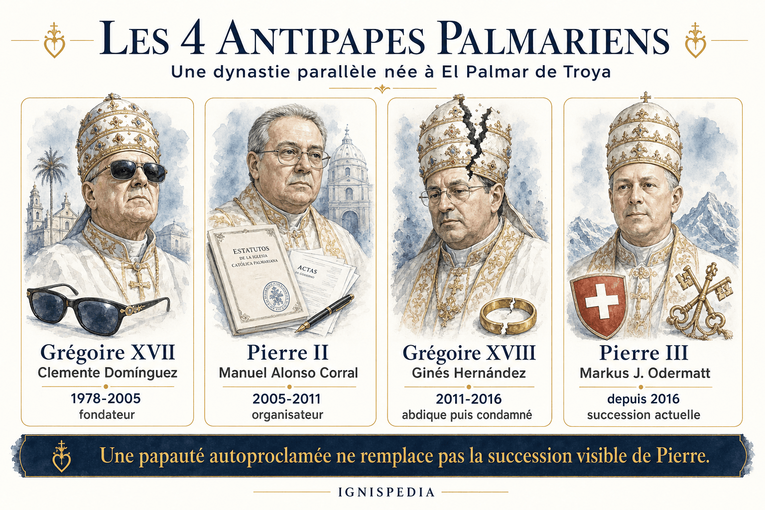 Tableau illustré des quatre antipapes palmariens