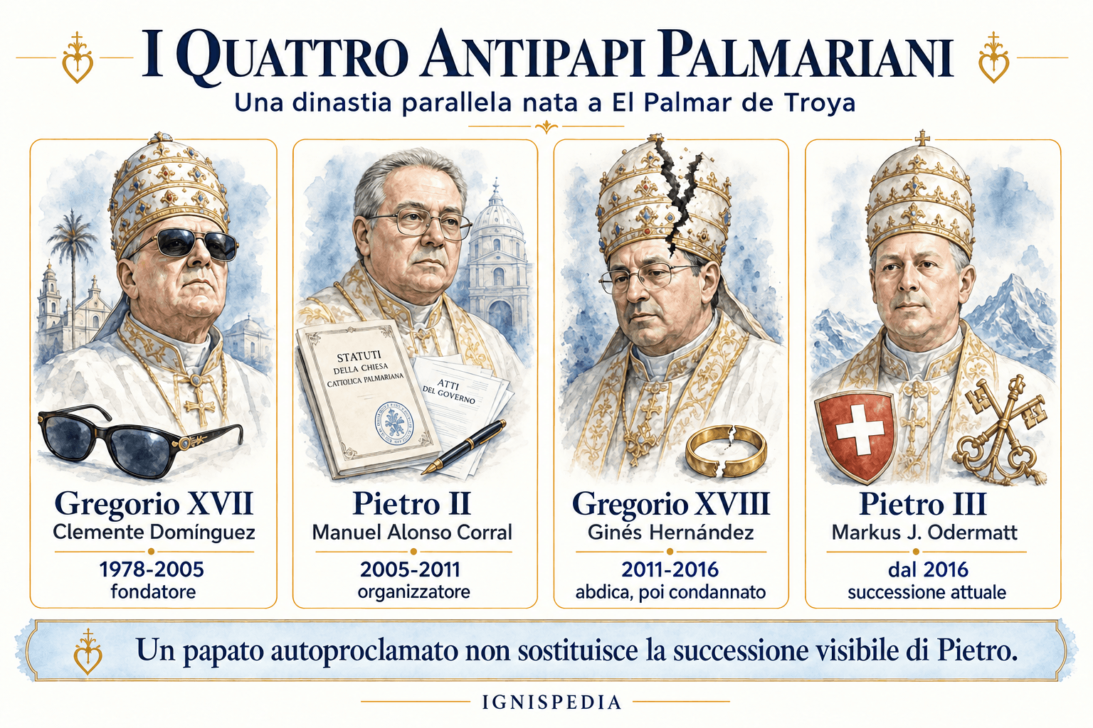 Tabella illustrata dei quattro antipapi palmariensi